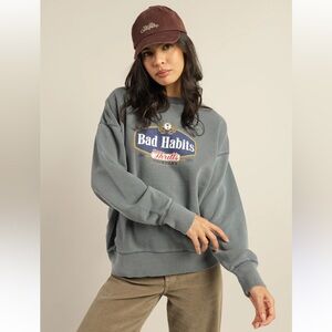Thrills Gray 'Bad Habits' Graphic Sweatshirt